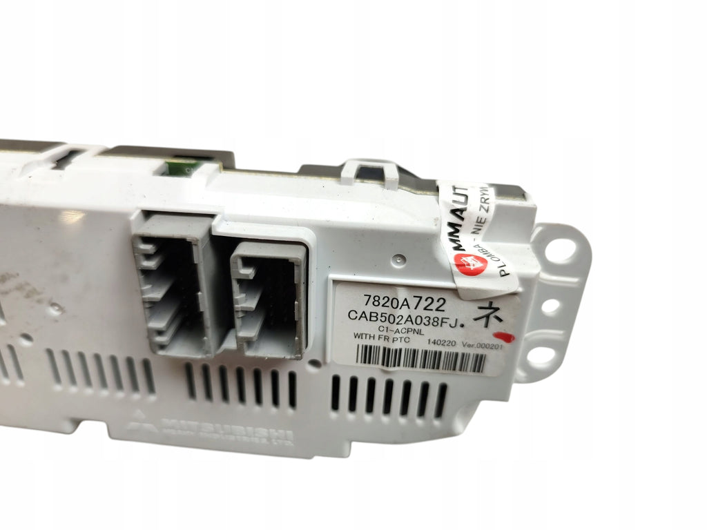 AIR CONDITIONING PANEL CITROEN C4 AIRCROSS MITSUBISHI ASX 7820A722