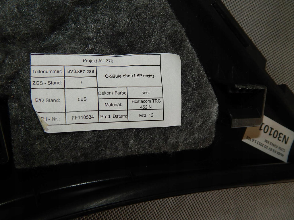 AUDI A3 8V POST COVER RIGHT 8V3867288