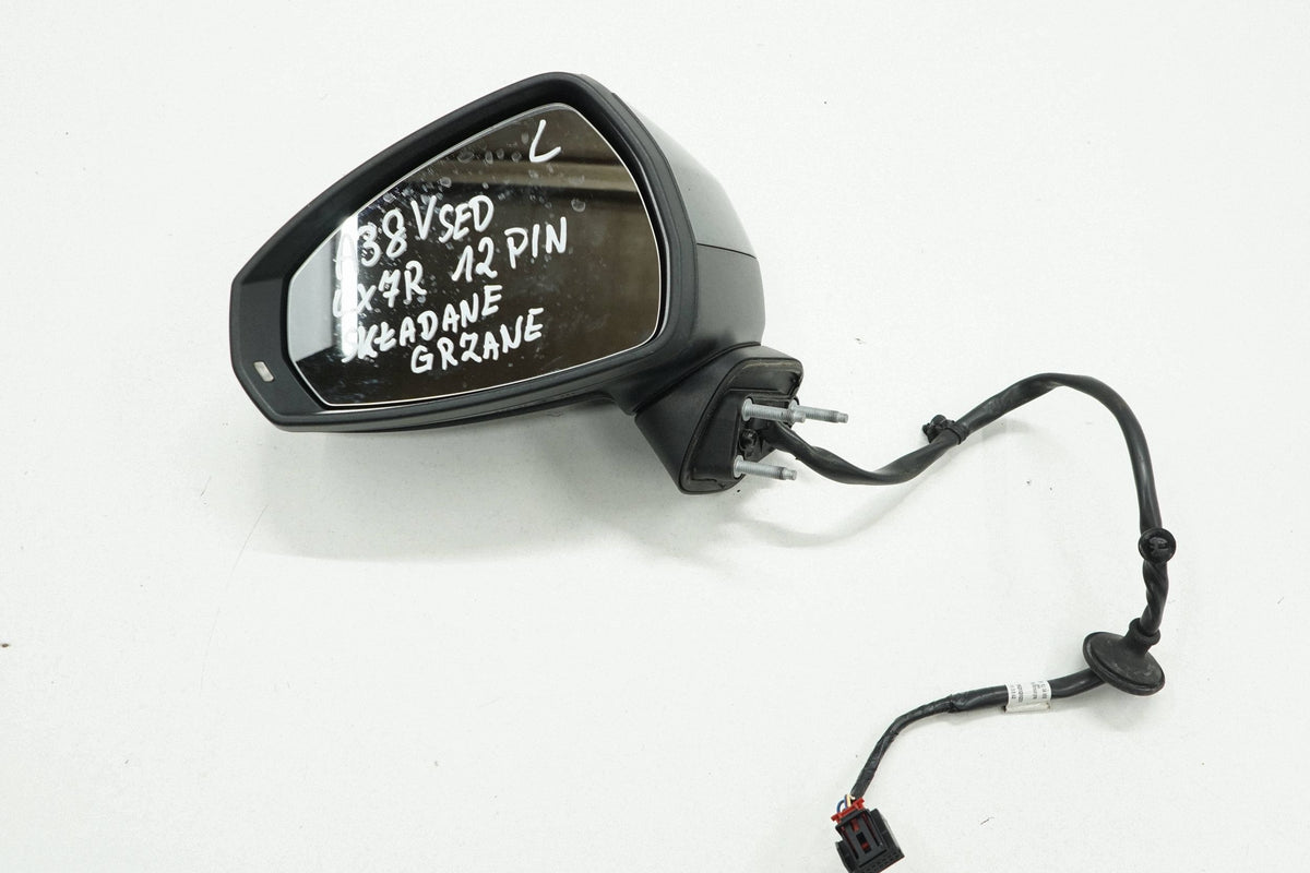 AUDI A3 8V SEDAN 16R MIRROR LEFT 12PIN HEATED FOLDING LX7R ENGLISH