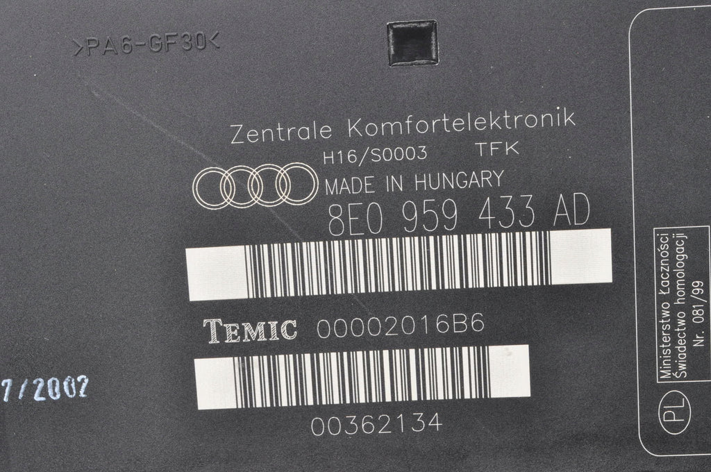 AUDI A4 B6 COMFORT MODULE 8E0959433AD