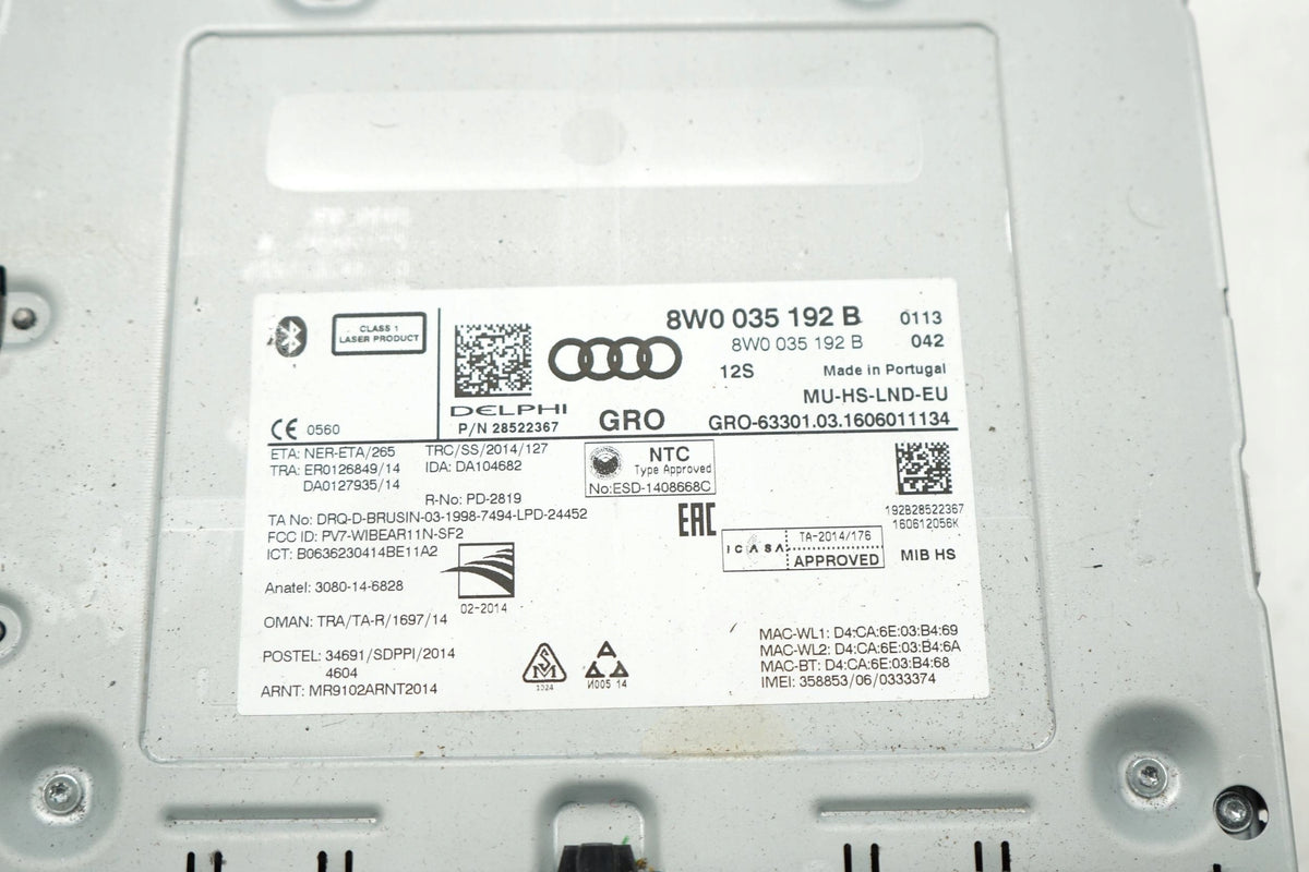 AUDI A4 B9 16R CARD NAVIGATION READER SD 8W0035192B
