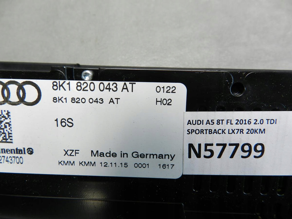 AUDI A5 8T AIR CONDITIONING PANEL 8K1820043T