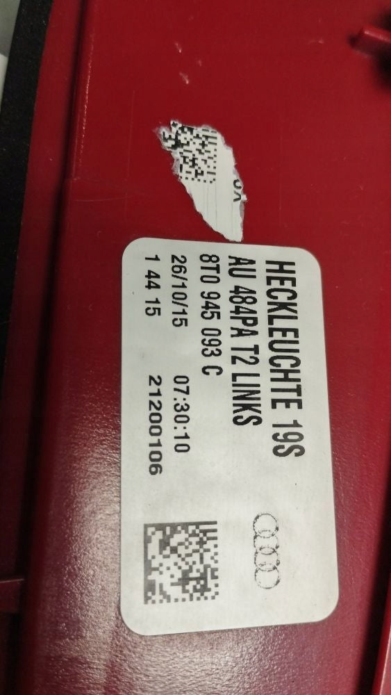 Audi A5 Sportback 8TA 2016 LAMP LEFT REAR FLAP 8T0945093C LED