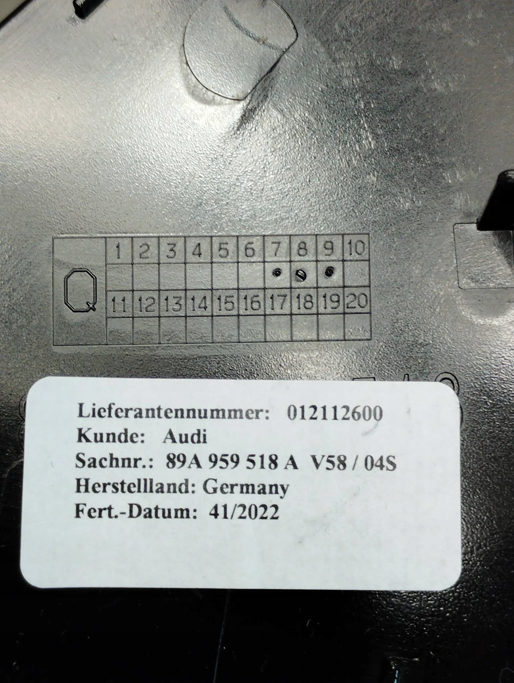 Audi Q4 e-tron Switch frame 89A959518A