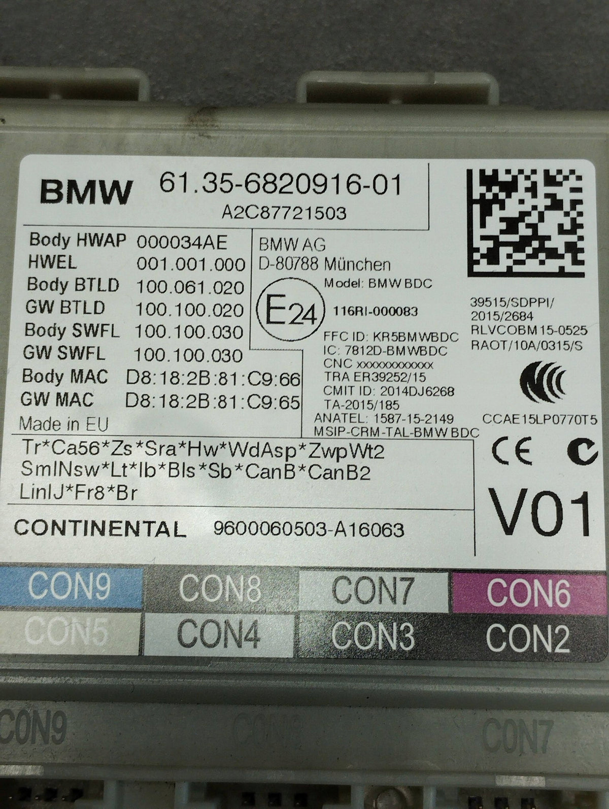 BMW 7 G11 750i MODULE BDC 6820916
