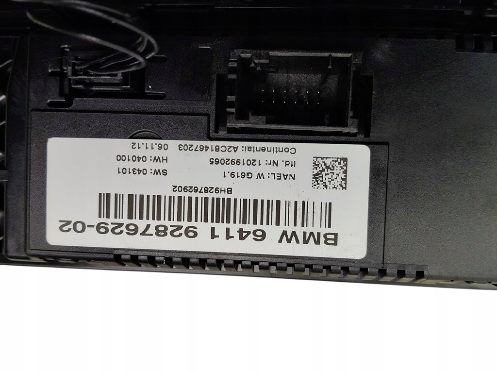 BMW X3 F25 (2010-2014) 9287629 AIR CONDITIONING RADIO PANEL