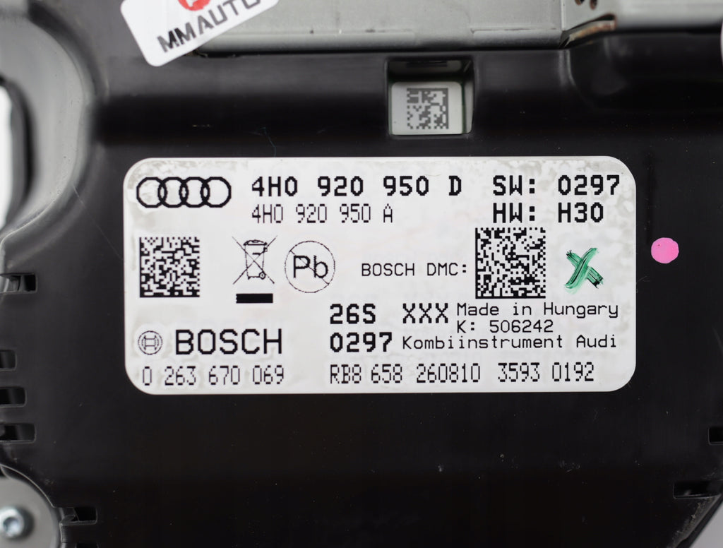 COUNTER CLOCKS AUDI A8 D4 (09-13) 3.0 TDI 4H0920950D UK