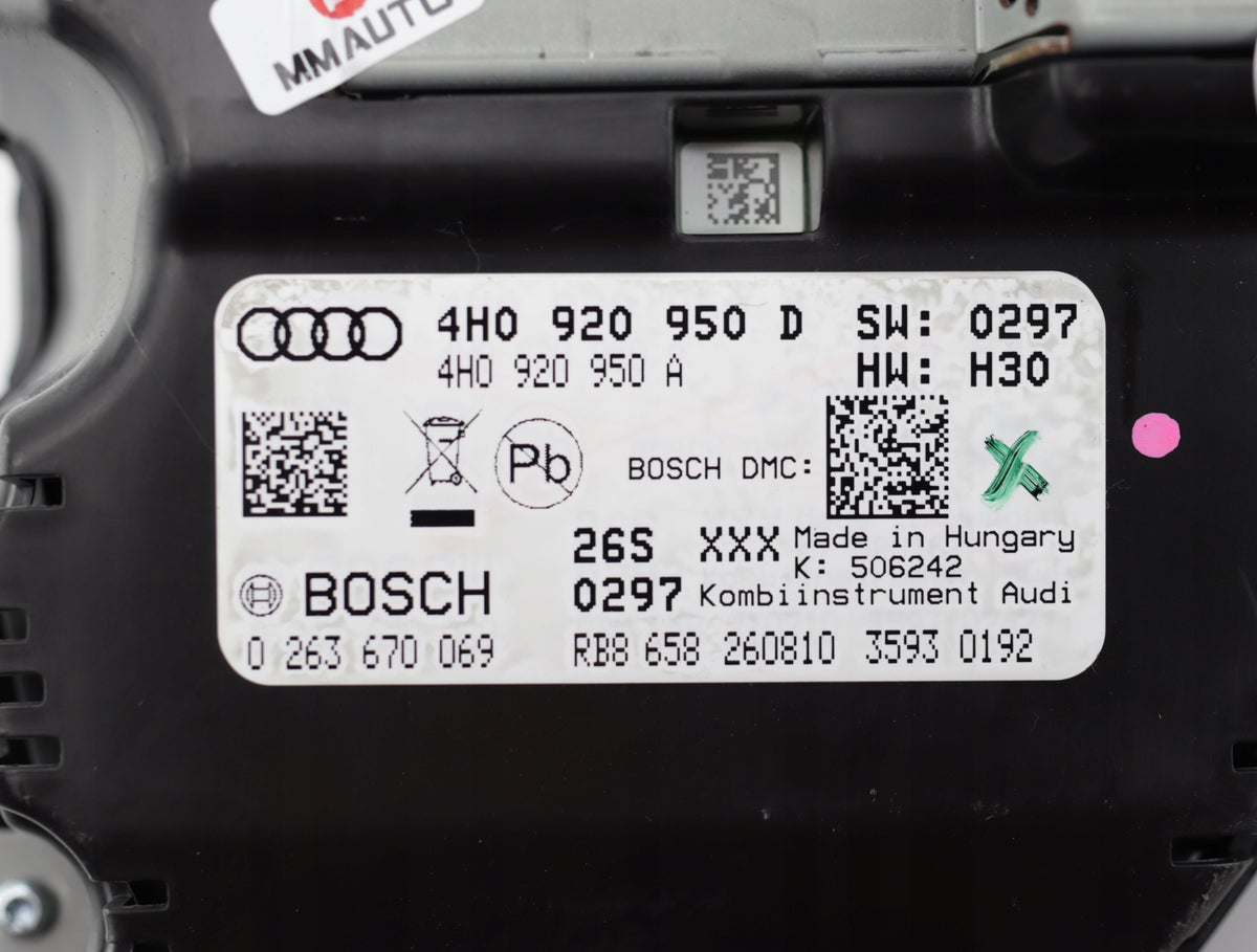 COUNTER CLOCKS AUDI A8 D4 (09-13) 3.0 TDI 4H0920950D UK
