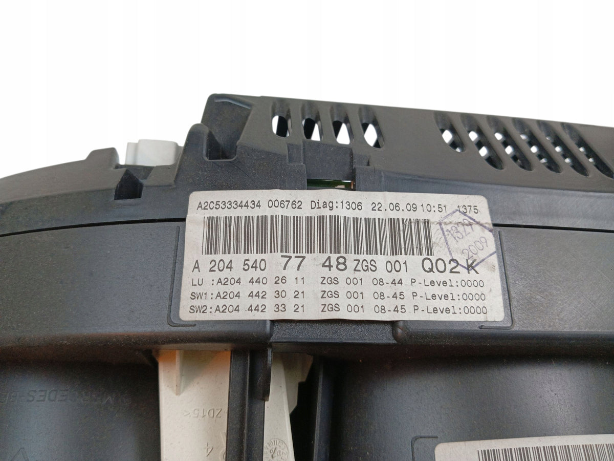 COUNTER CLOCKS MERCEDES C W204 (2007-2011) 2.2 CDI 170KM A2044402611 EUROPE
