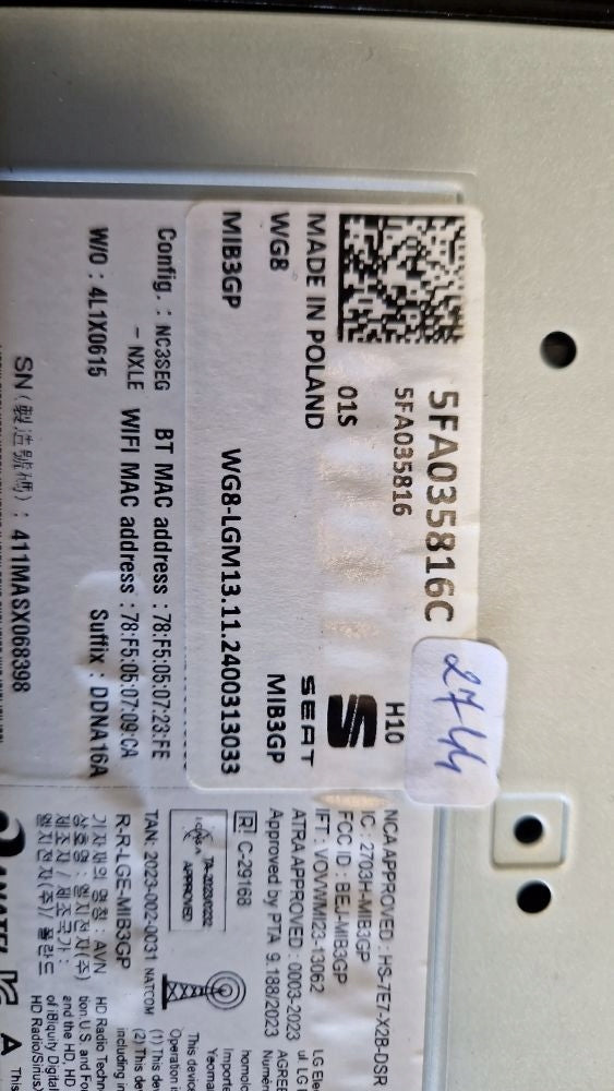 Cupra Formentor NAVIGATION READER MULTIMEDIA 5FA035816C