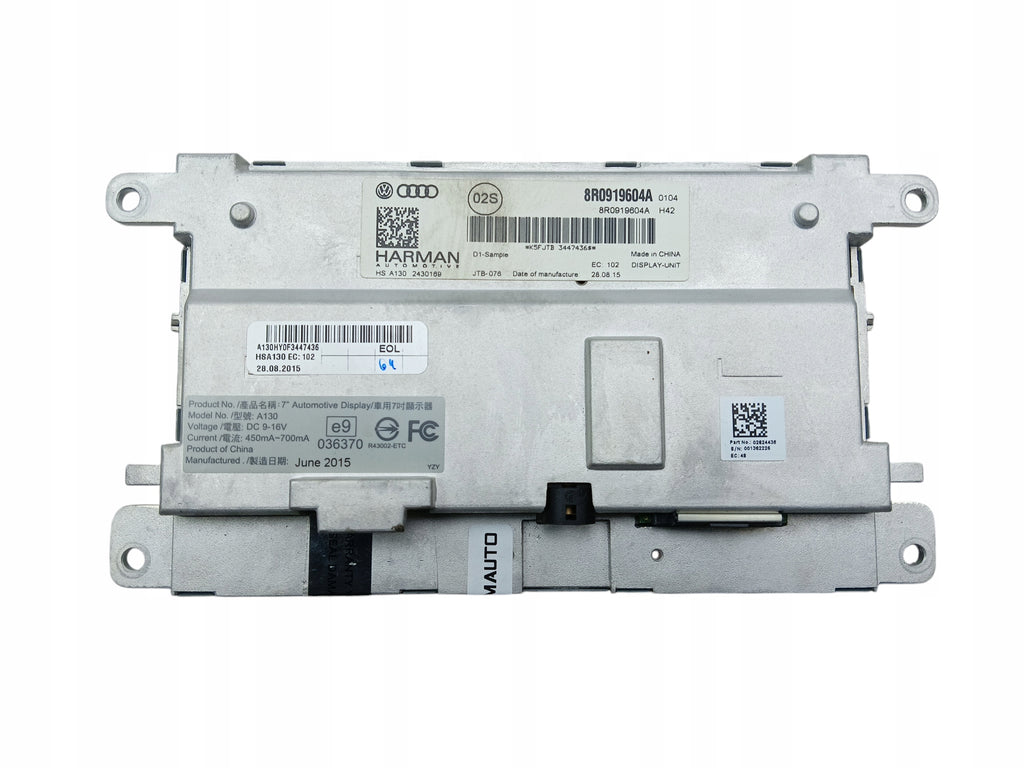 DISPLAY NAVIGATION SCREEN AUDI Q5 8R LIFT (2012-2016) 8R0919604A