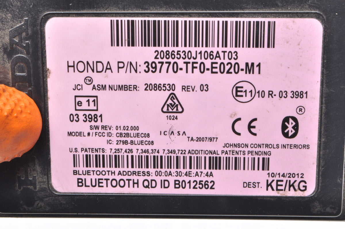 HONDA JAZZ III LIFT BLUETOOTH MODULE 39770-TF0-E020-M1
