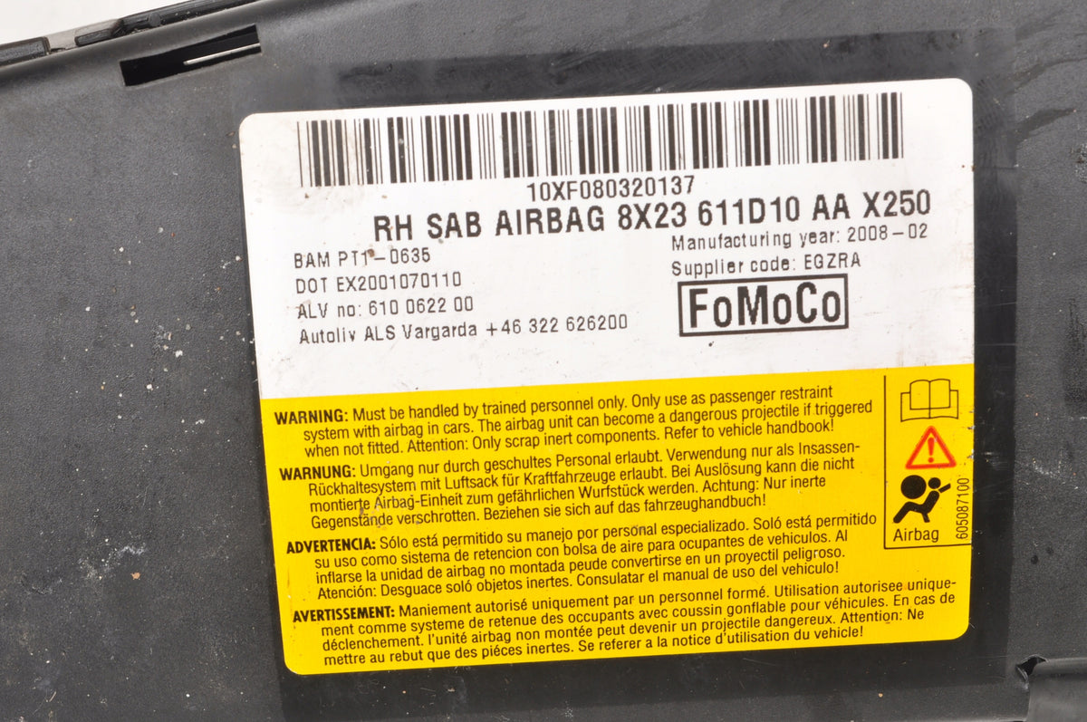 JAGUAR XF AIRBAG SEAT RIGHT