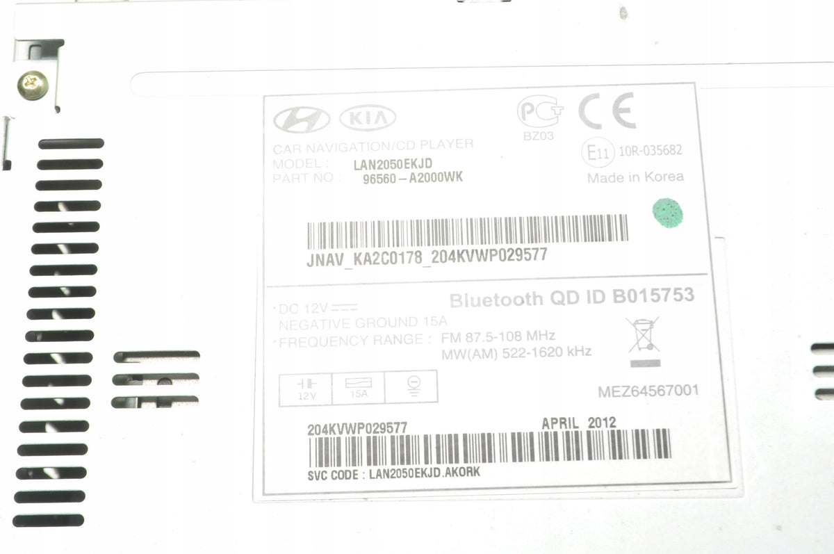 KIA CEED II RADIO NAVIGATION 96560-A2000WK
