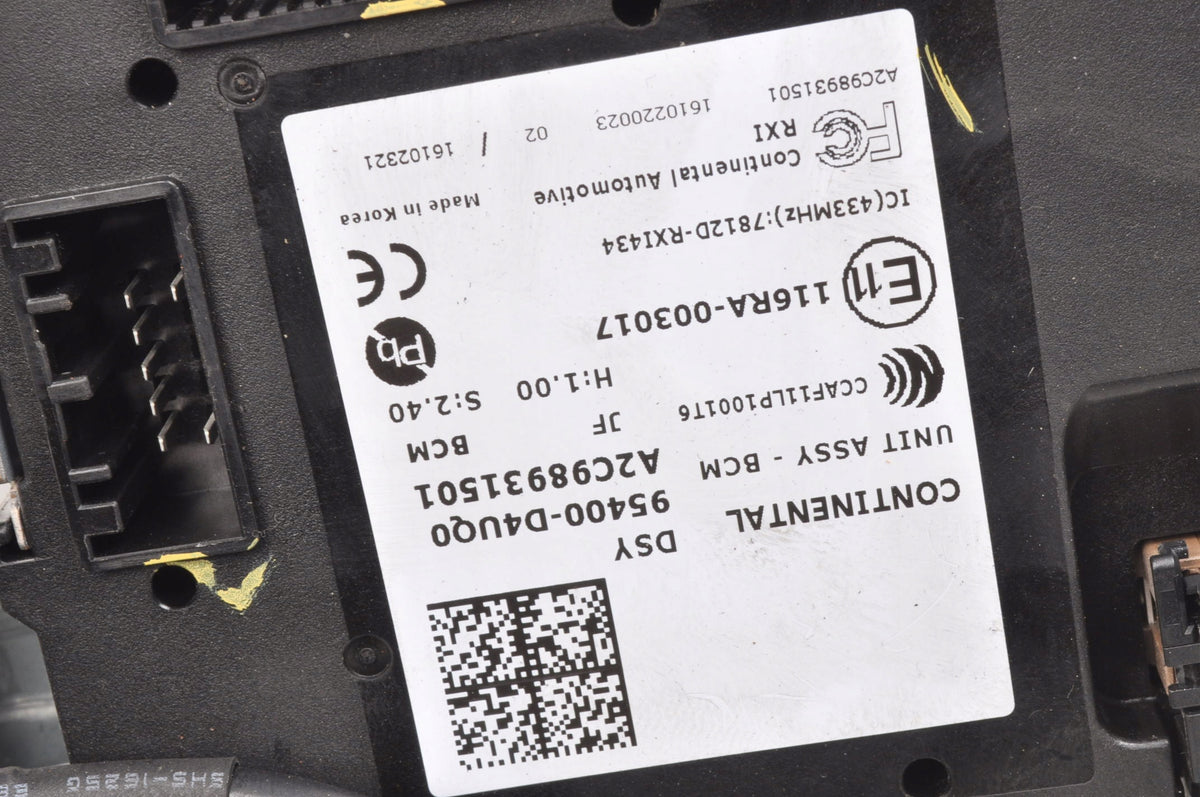 KIA OPTIMA IV COMPUTER MODULE DRIVER BCM 95400-D4UQ0