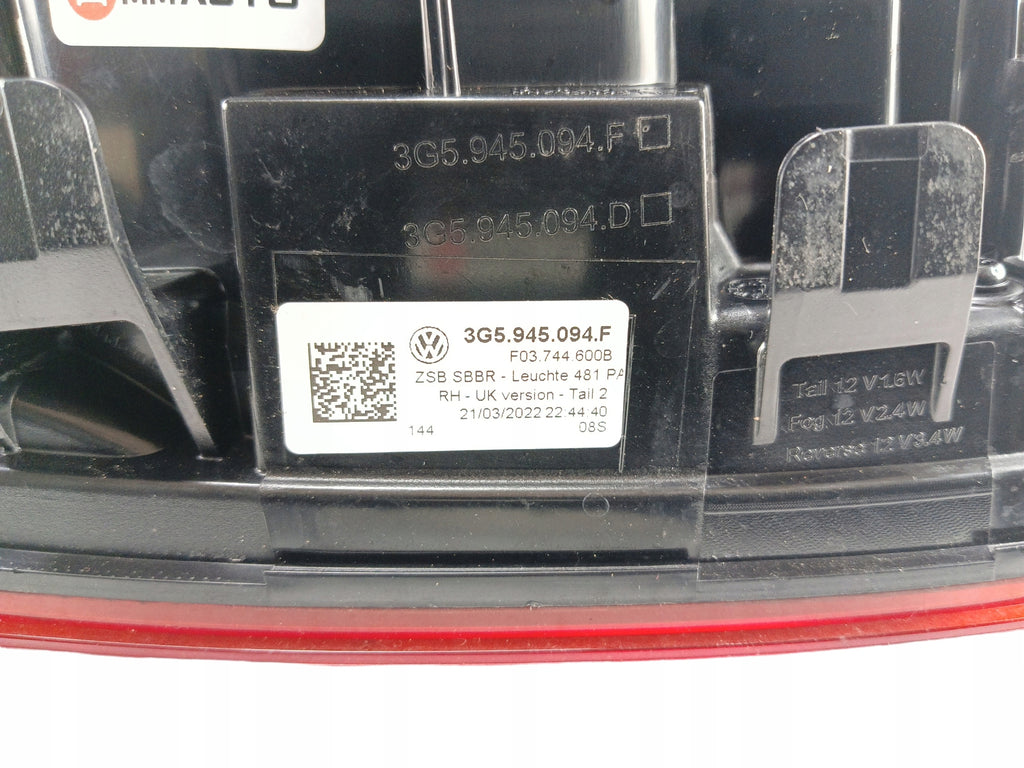 LAMP RIGHT REAR IN FLAP VW PASSAT B8 LIFT (2019-2023) SEDAN 3G5945094F