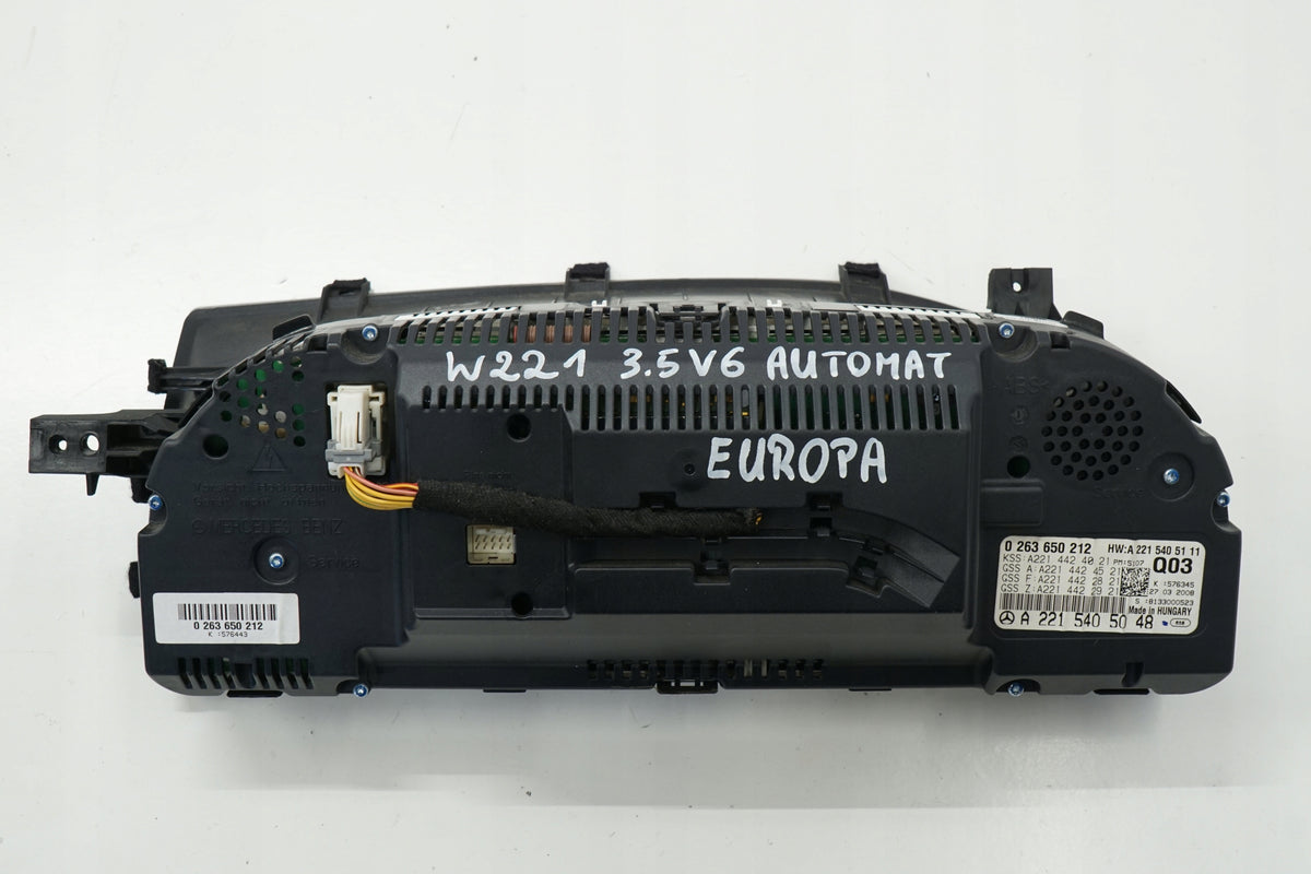 MERCEDES S W221 08R COUNTER CLOCK 3.5 V6 EUROPE A2215405048