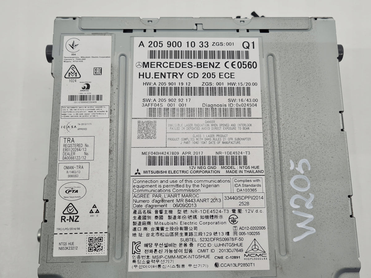 MERCEDES W205 RADIO NAVIGATION GPS A2059001033