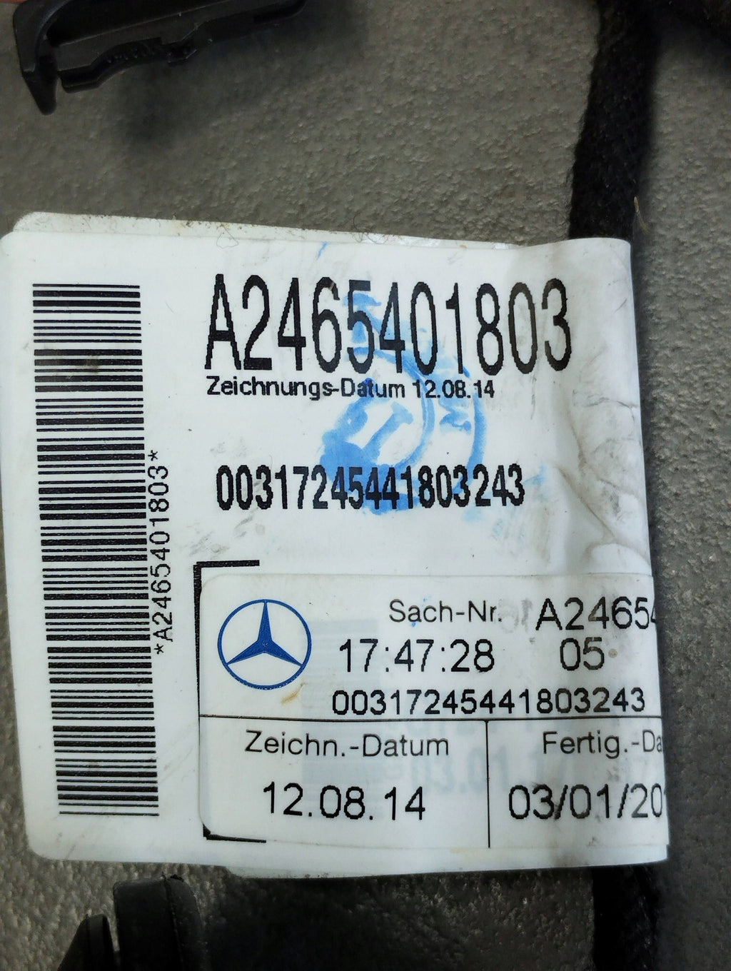 Mercedes-Benz B W246 W242 DOOR HARNESS LEFT REAR A2465401803