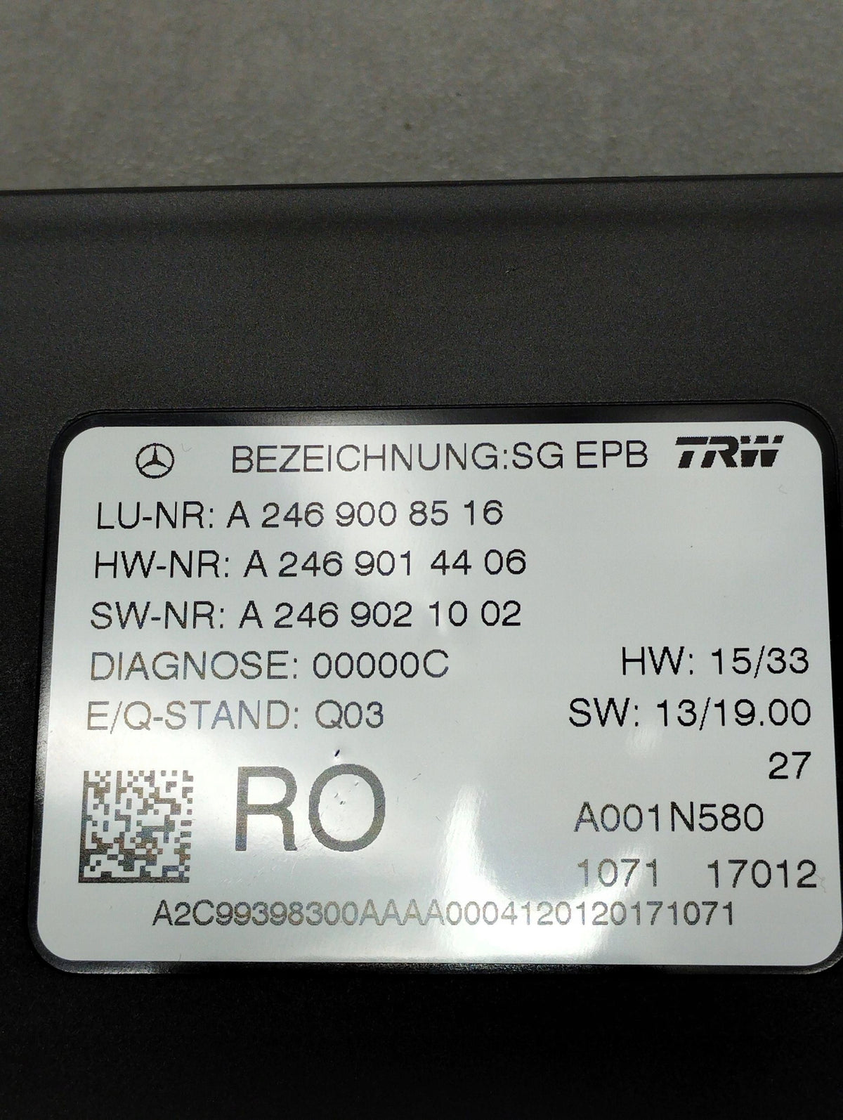 Mercedes-Benz B W246 W242 HAND BRAKE MODULE A2469008516