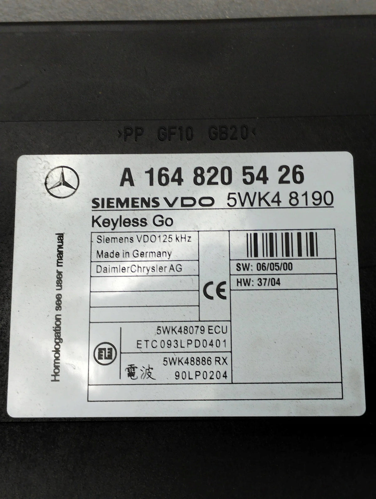 Mercedes ML W164 KEYLESS MODULE A1648205426