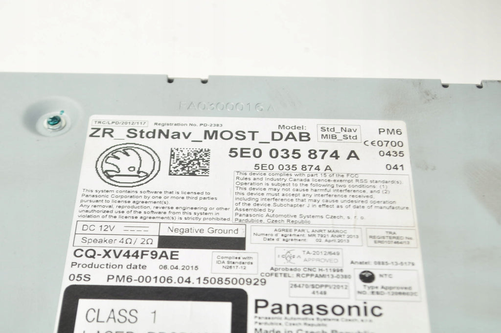 NAVIGATION PLATE READER SKODA OCTAVIA III 5E0035874A