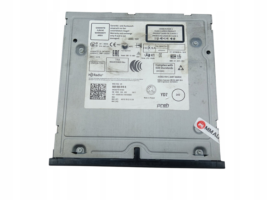 NAVIGATION READER MULTIMEDIA MIB SKODA RAPID FABIA III 5Q0035819B