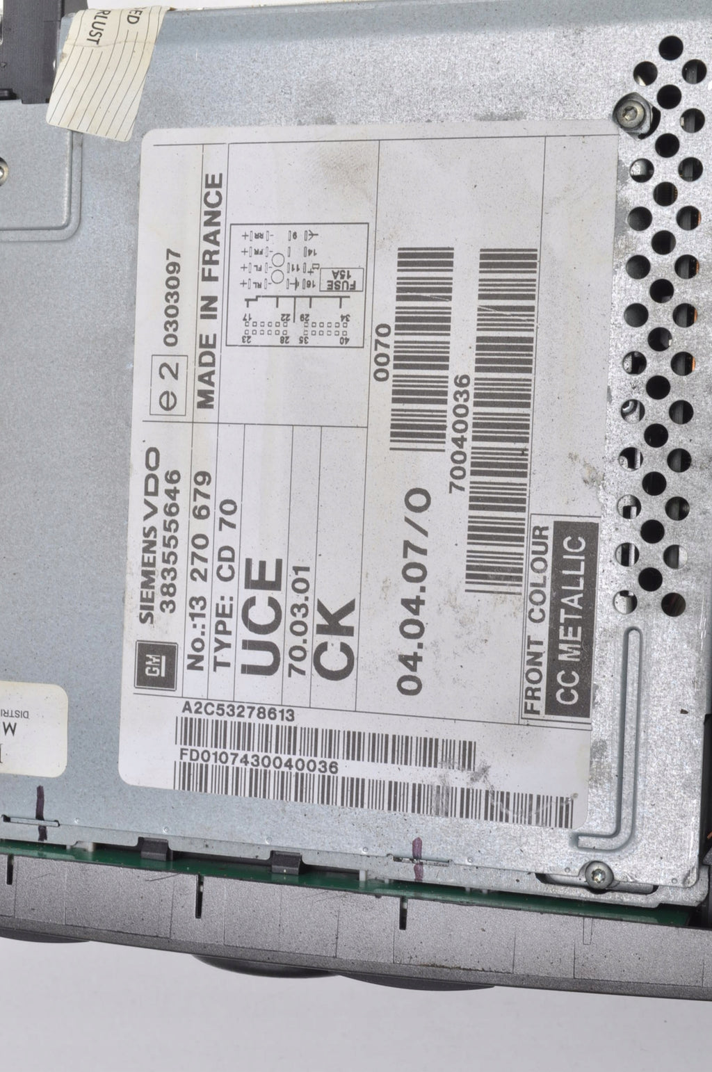 OPEL MERIVA A SIGNUM C RADIO 13270679 CD 70