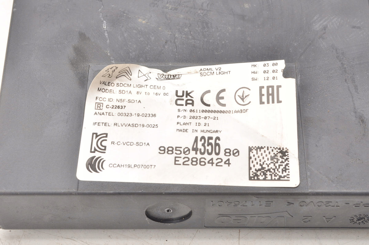 PEUGEOT 208 OPEL MOKKA B II MODULE LIGHT CONTROLLER 2023R 9850435680
