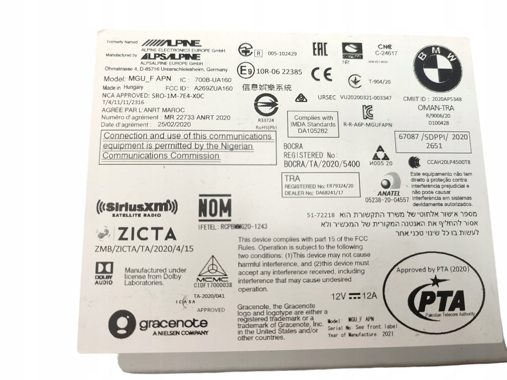 RADIO MULTIMEDIA STATION BMW F40 F44 G22 G23 G24 G26 5A5B487
