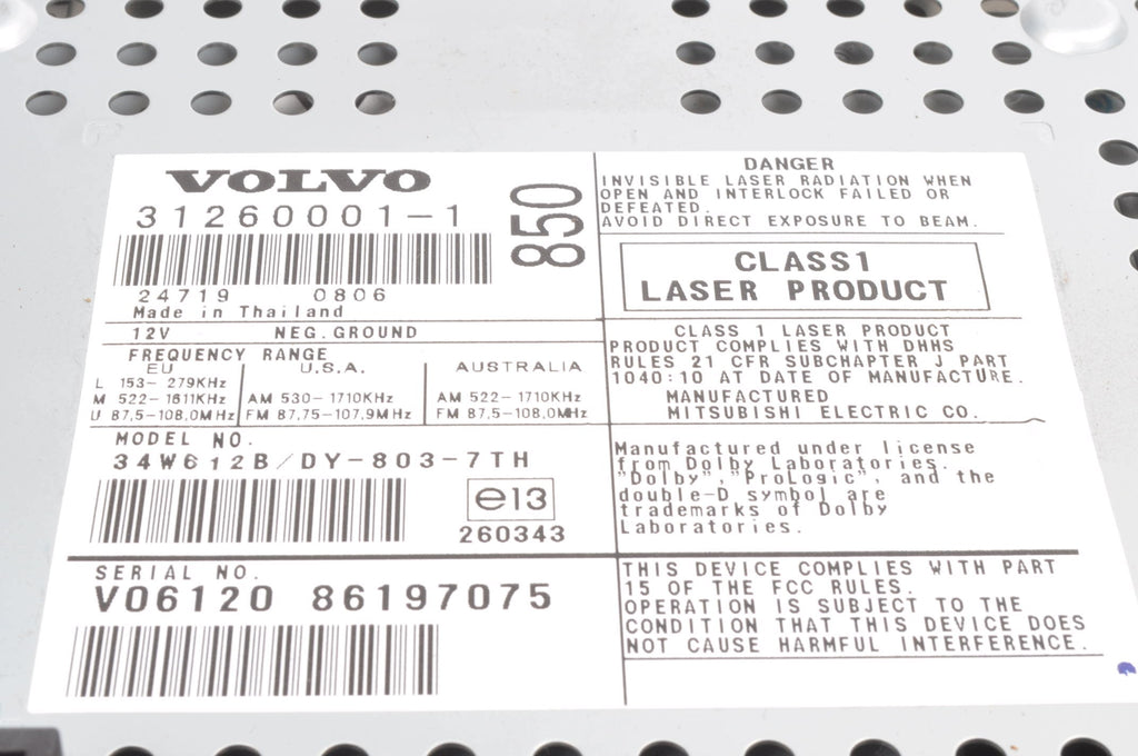RADIO VOLVO S60 AND V70 II HU-850 31260001