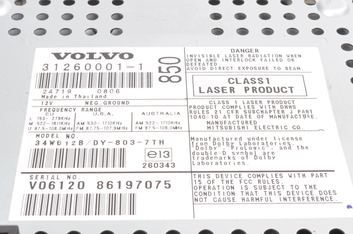 RADIO VOLVO S60 AND V70 II HU-850 31260001