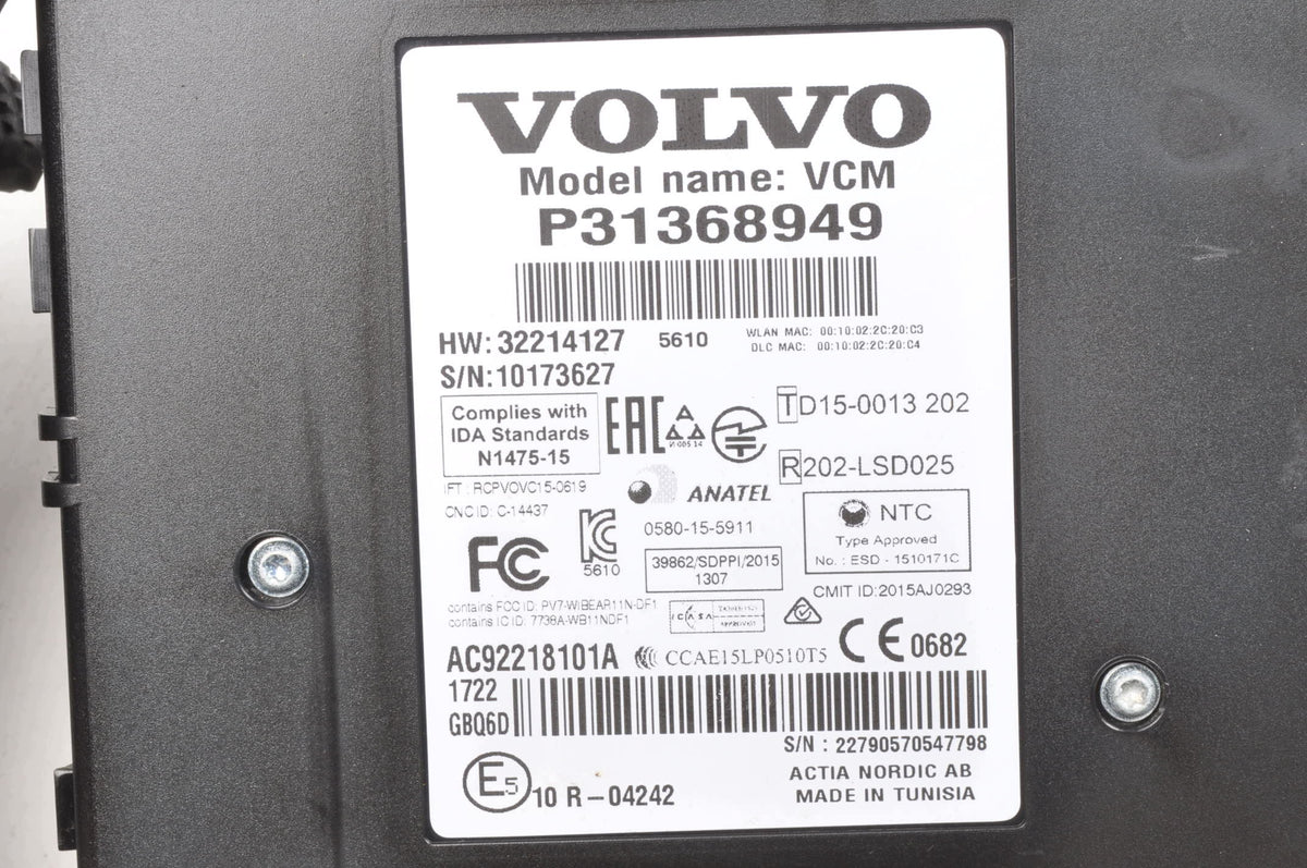 RELAY MODULE CONTROLLER VCM VOLVO XC60 II 31368949