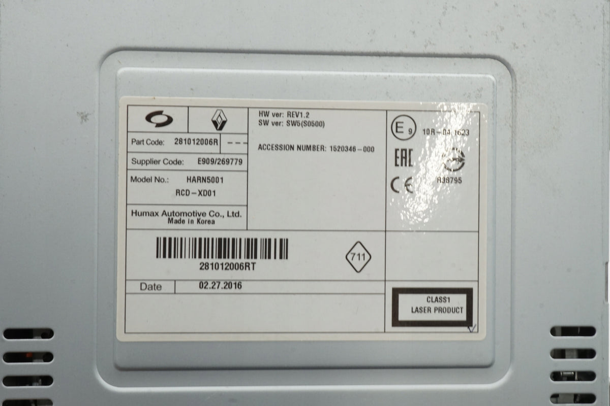 RENAULT TALISMAN 16R CD READER CHANGER 281012006R