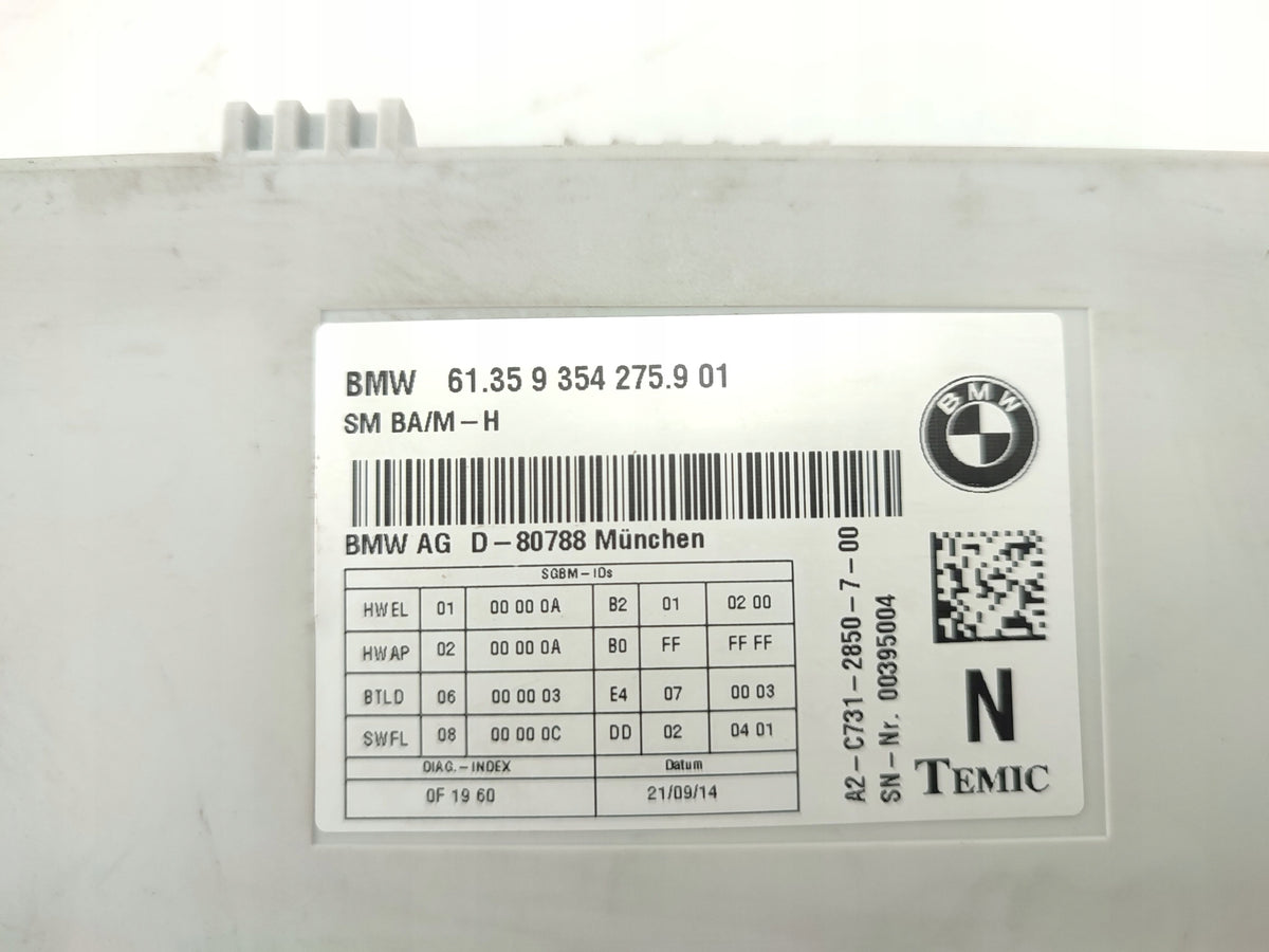 SEAT CONTROLLER MODULE BMW 6 F13 9354275