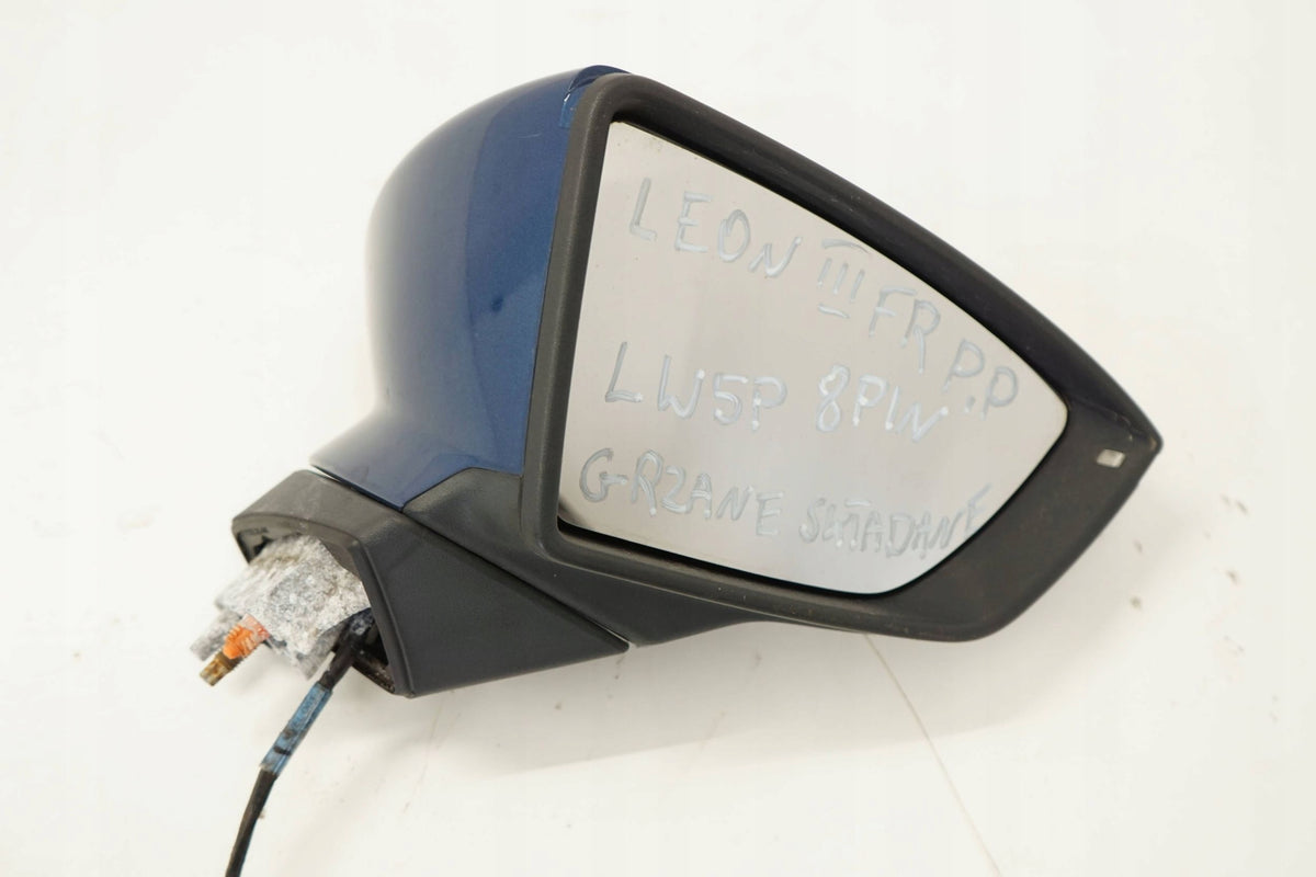 SEAT LEON III 15R MIRROR RIGHT 8PIN LW5P ENGLISH