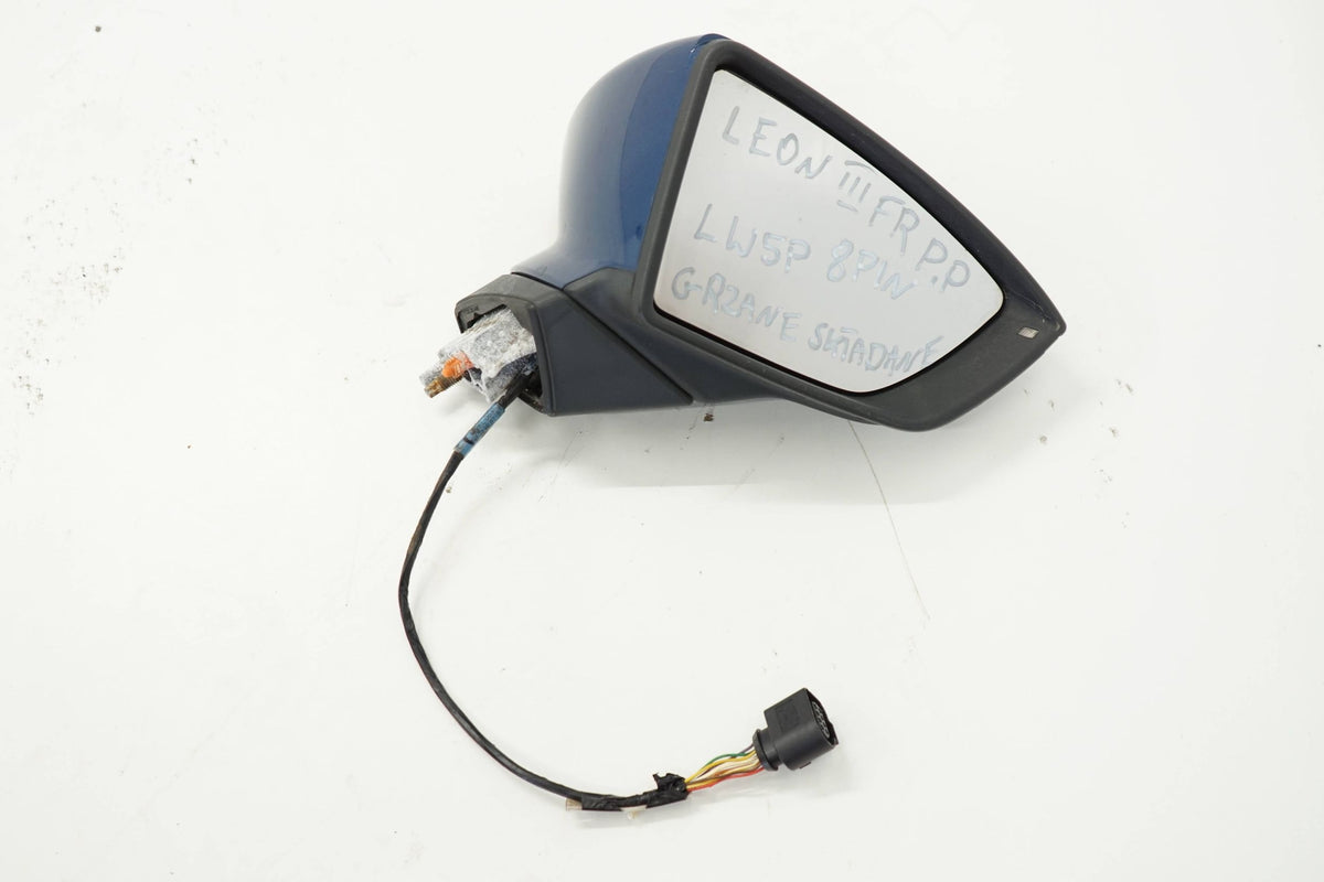 SEAT LEON III 15R MIRROR RIGHT 8PIN LW5P ENGLISH