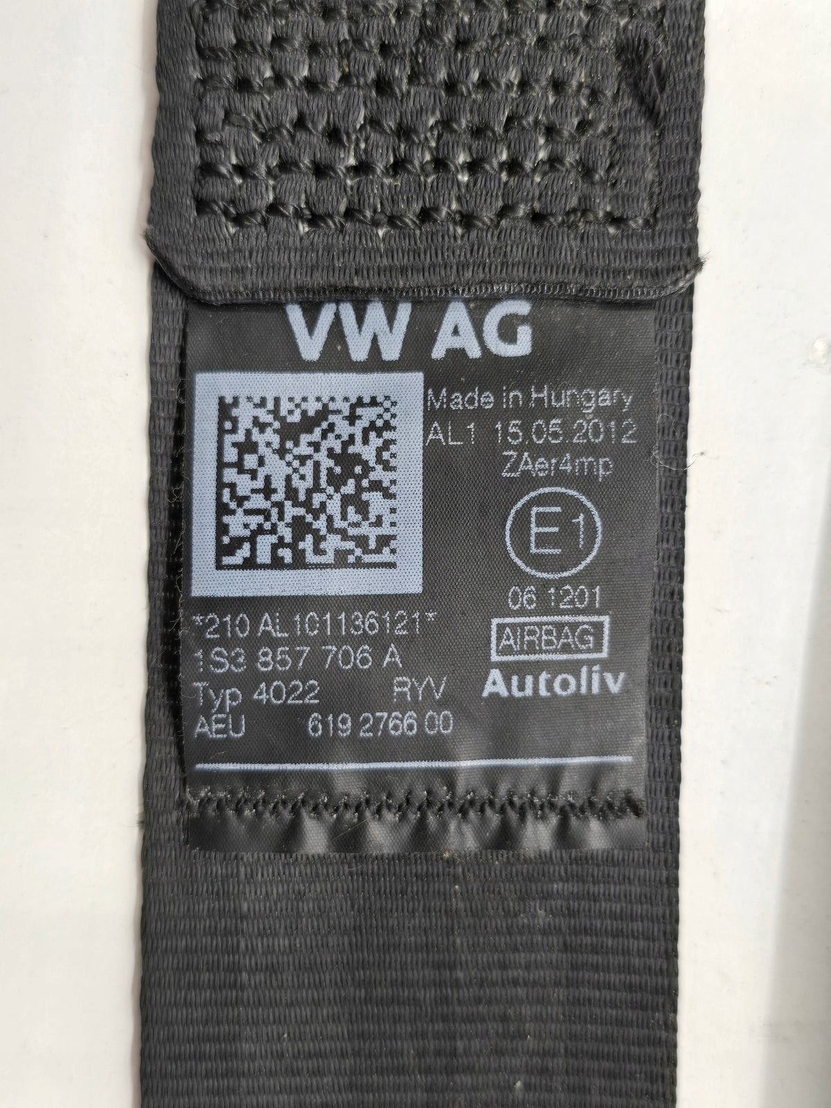 SEAT MII 3D 11R SEAT BELT RIGHT FRONT 1S3857706A