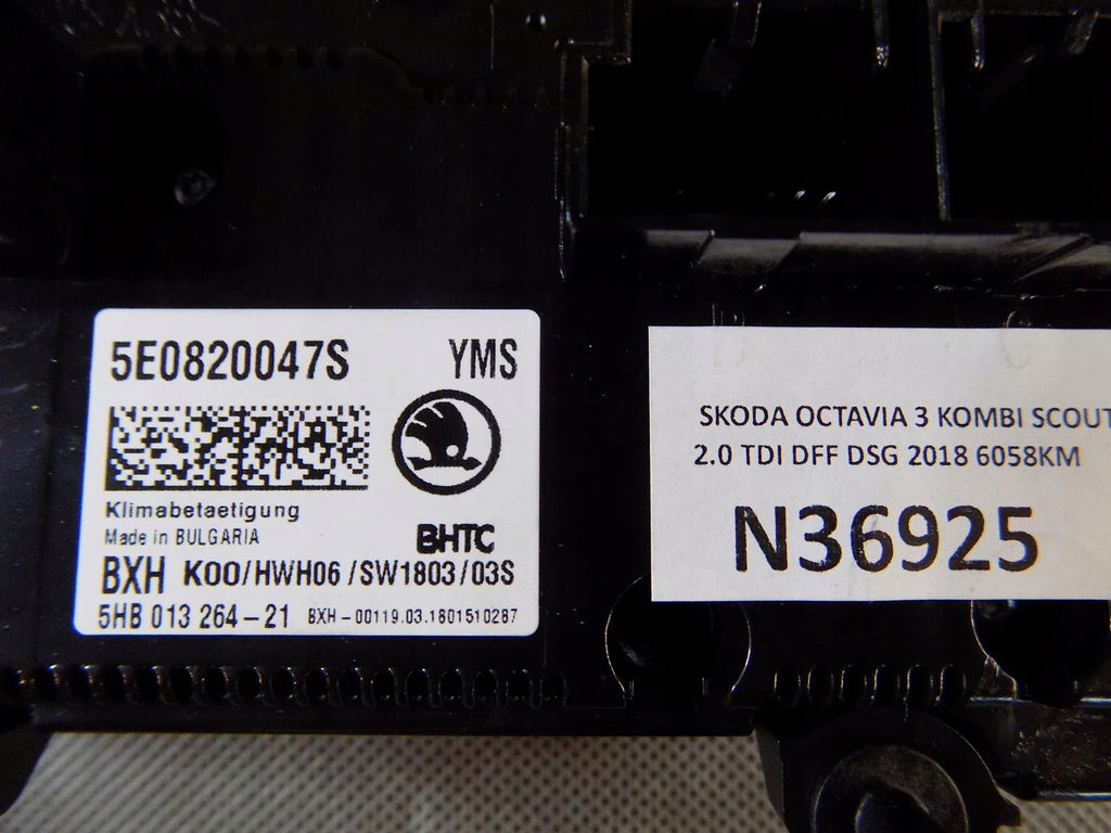SKODA OCTAVIA 3 AIR CONDITIONING PANEL 5E0820047S