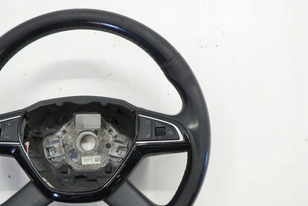 SKODA OCTAVIA III 14R STEERING WHEEL LEATHER BLACK MULTI 5E0419091AC