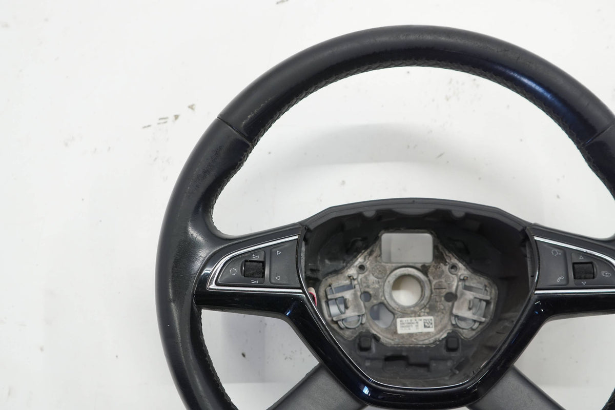 SKODA OCTAVIA III 14R STEERING WHEEL LEATHER BLACK MULTI 5E0419091AC