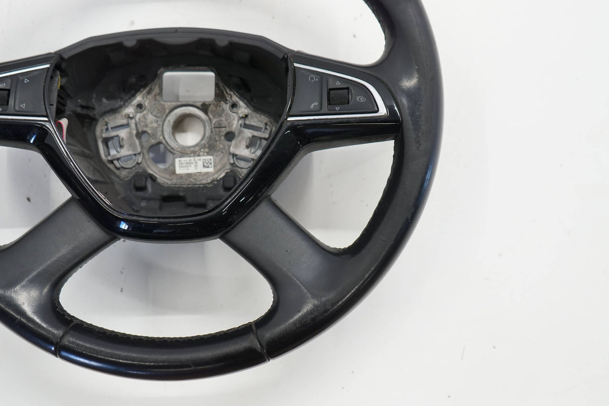 SKODA OCTAVIA III 14R STEERING WHEEL LEATHER BLACK MULTI 5E0419091AC