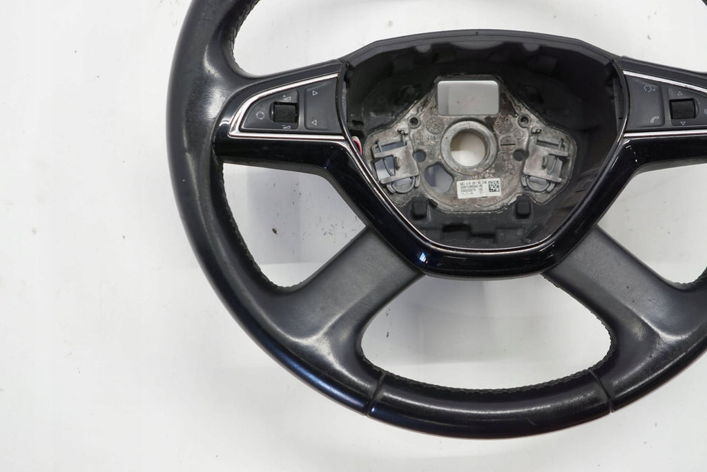 SKODA OCTAVIA III 14R STEERING WHEEL LEATHER BLACK MULTI 5E0419091AC