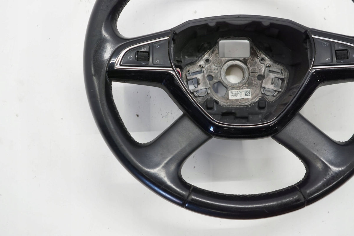 SKODA OCTAVIA III 14R STEERING WHEEL LEATHER BLACK MULTI 5E0419091AC