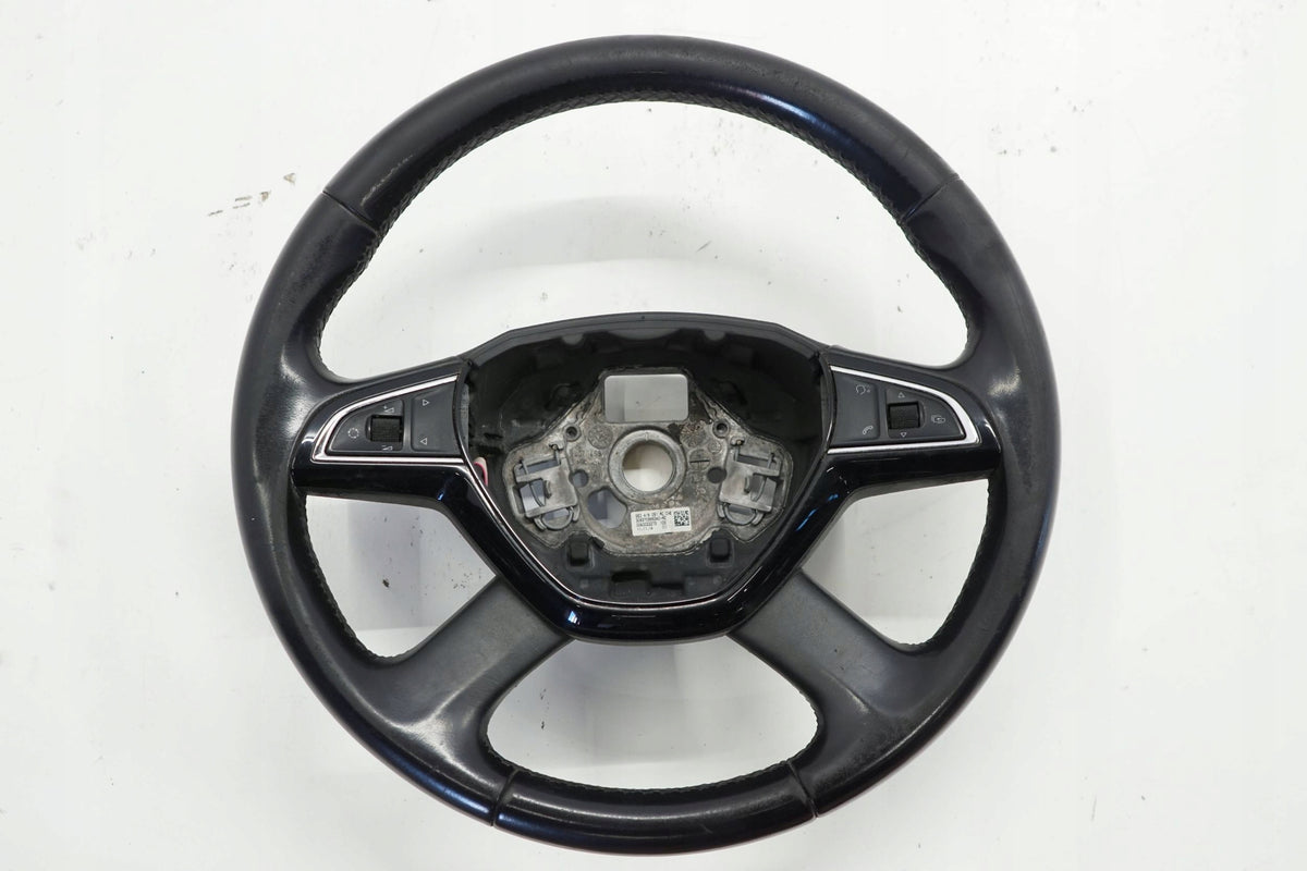 SKODA OCTAVIA III 14R STEERING WHEEL LEATHER BLACK MULTI 5E0419091AC