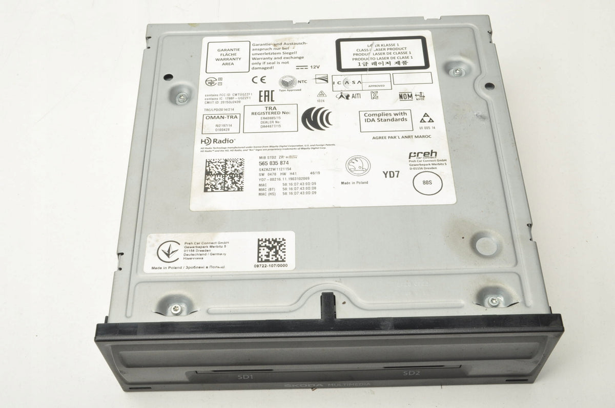 SKODA OCTAVIA III LIFT NAVIGATION PLATE READER 565035874