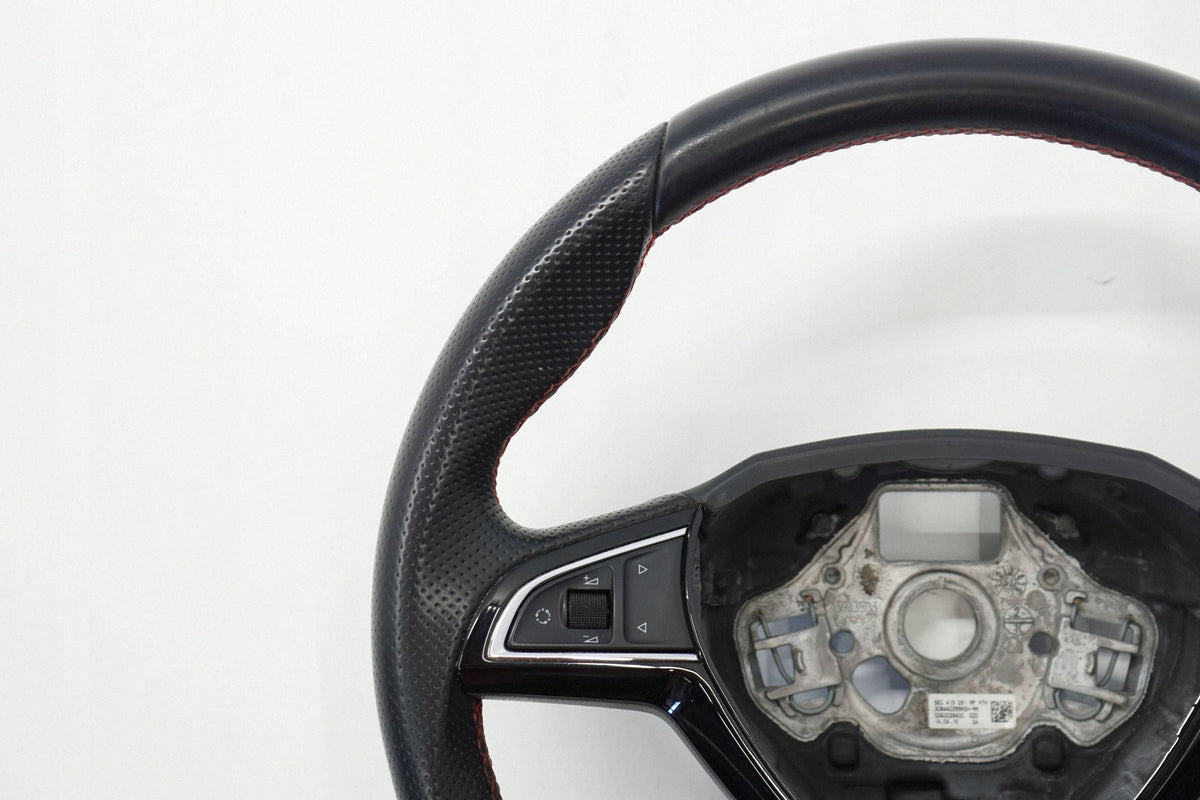 SKODA OCTAVIA III RS 14R STEERING WHEEL LEATHER MULTI BLACK 5E0419091AP
