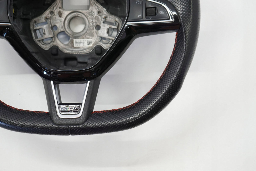 SKODA OCTAVIA III RS 14R STEERING WHEEL LEATHER MULTI BLACK 5E0419091AP