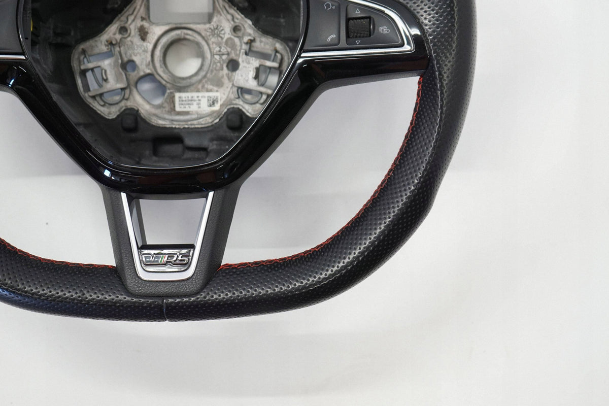 SKODA OCTAVIA III RS 14R STEERING WHEEL LEATHER MULTI BLACK 5E0419091AP