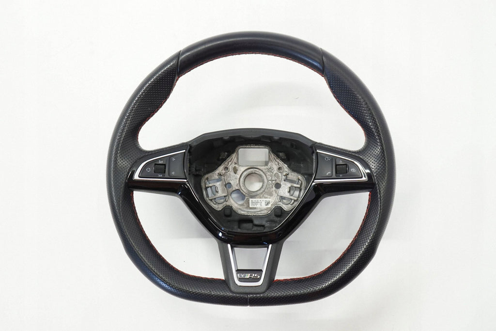 SKODA OCTAVIA III RS 14R STEERING WHEEL LEATHER MULTI BLACK 5E0419091AP